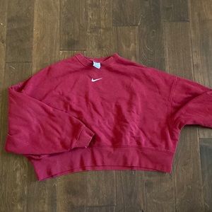 Dark red Nike cropped sweatshirt! Size L
